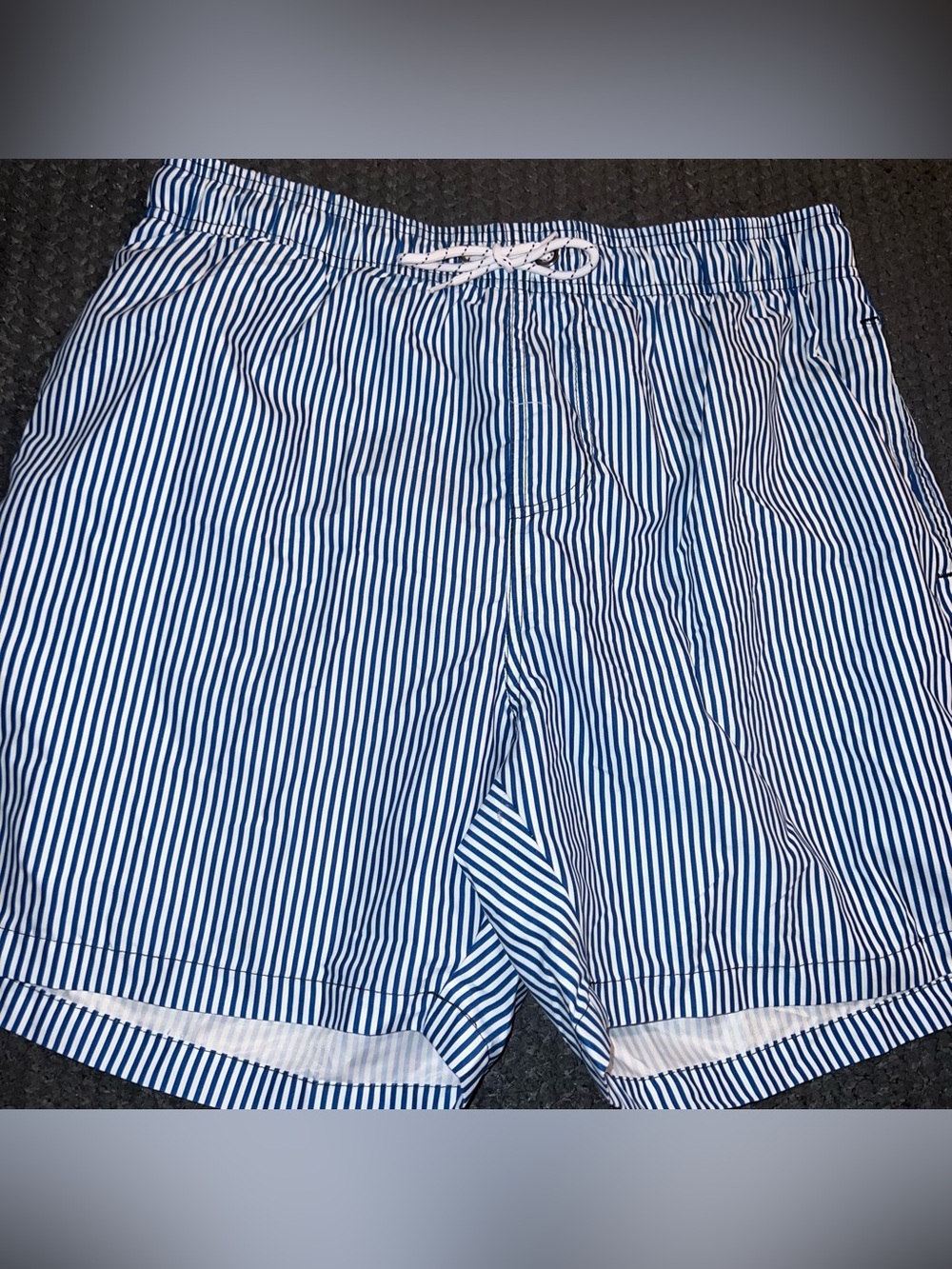 Men's Blue & White Striped Swim Shorts